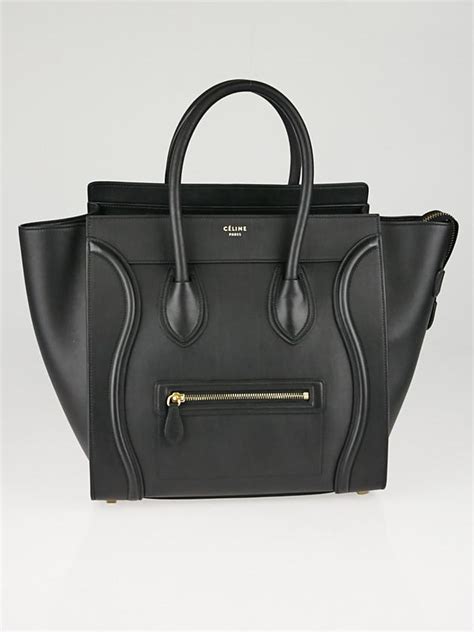 celine black smooth calfskin leather mini luggage tote bag